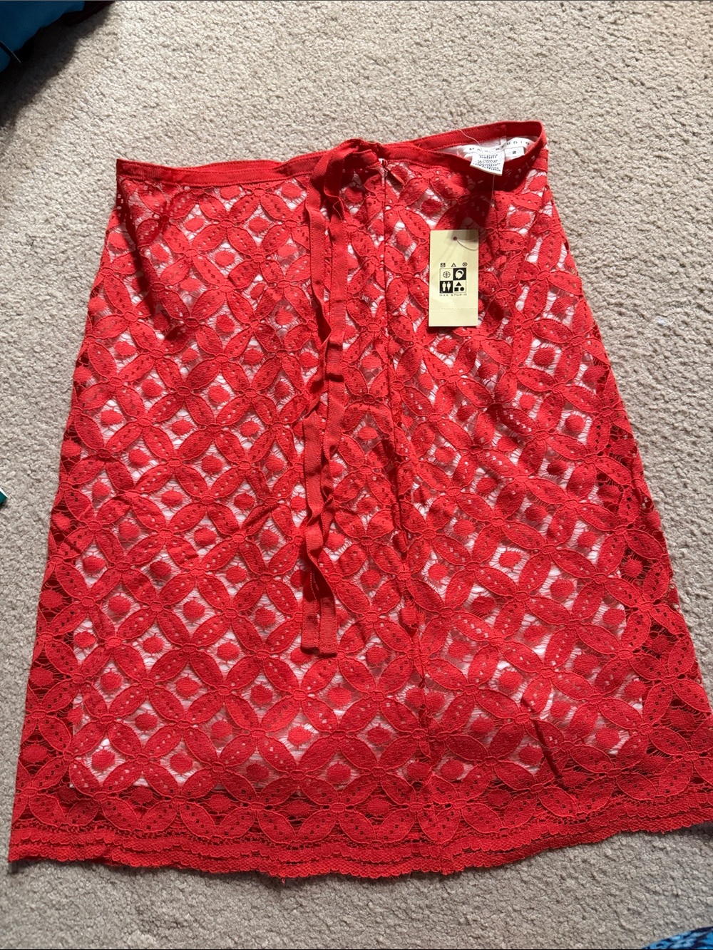 Red Lace A-Line Skirt - Women